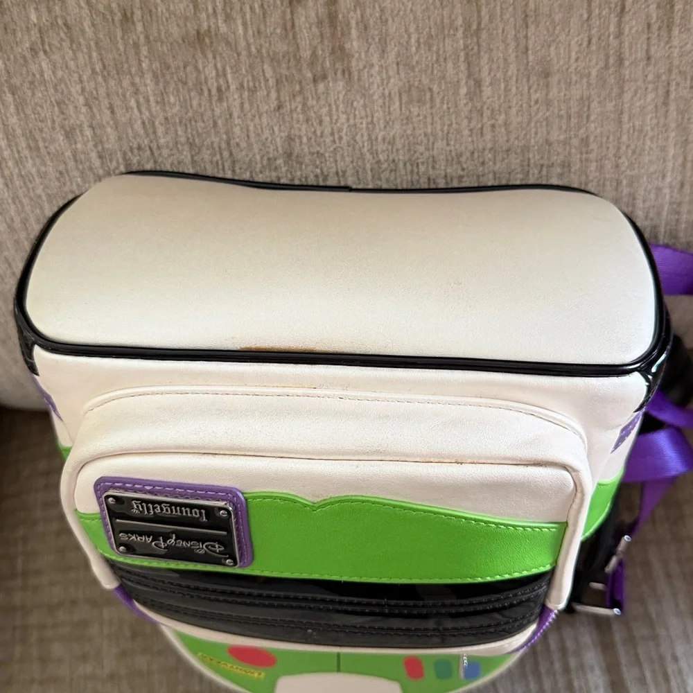 Disney Loury Buzz Lightyear Backpack - Green, Purple, White apx 12 by 8
